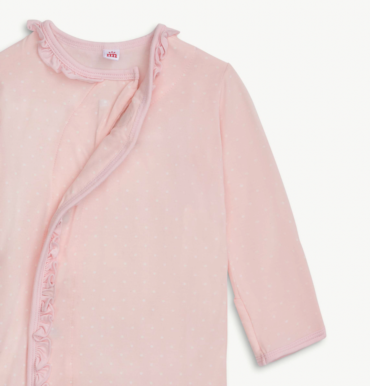 Pin Dot Pink Ruffle Placket Gown + Hat Set