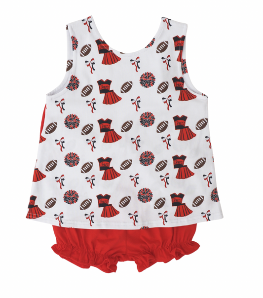 Blaire Bow Back Set- Varsity Red and Black