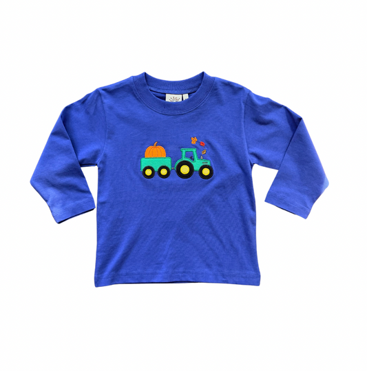 Boy LS T-Shirt- Tractor and Wagon w/ Pumpkin