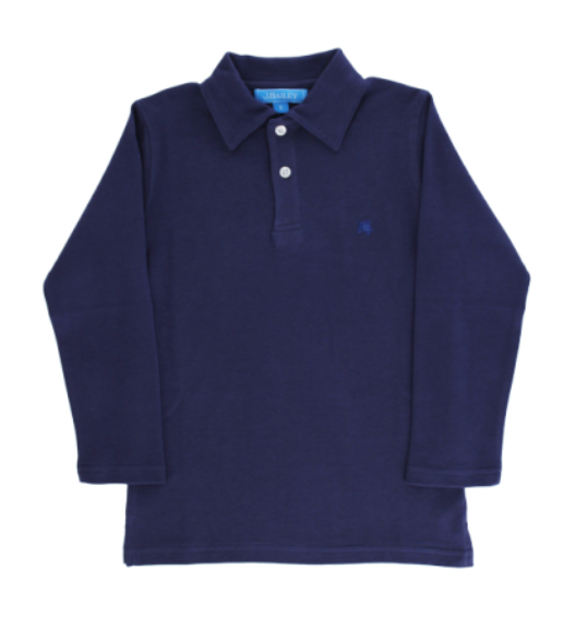 Long Sleeve Polo- Navy