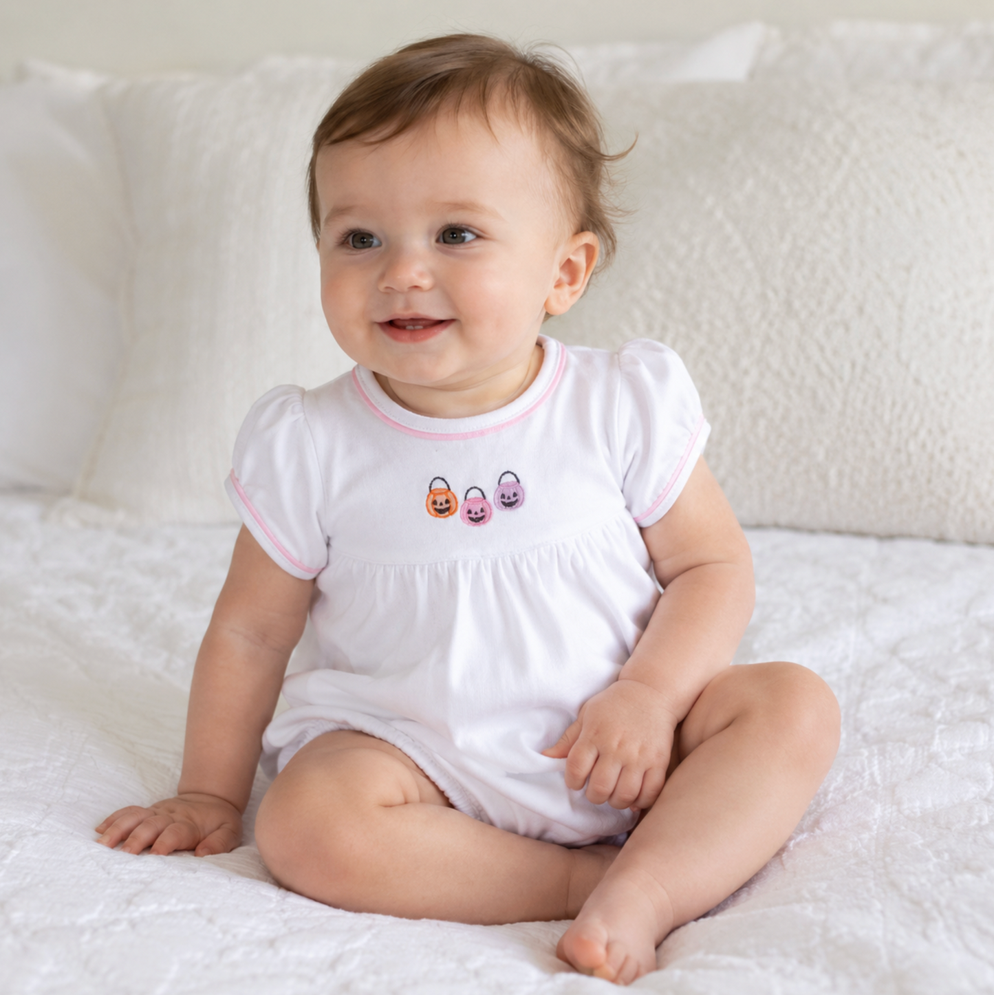 Pumpkin Party Short Sleeve Bubble- Pink