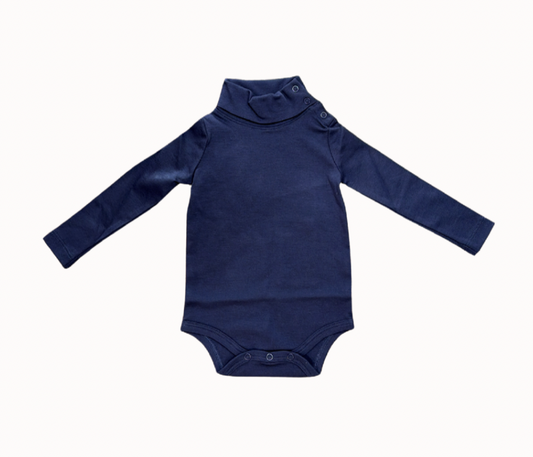 Tatum's Turtleneck Onesie- Neck Snaps- Nantucket Navy