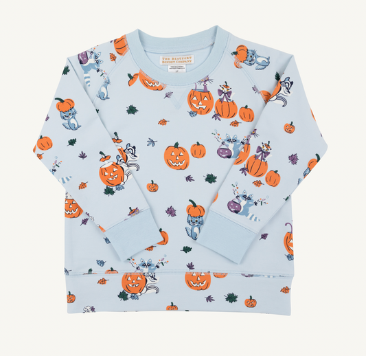 Cassidy Comfy Crewneck- Boys- French Terry- Candy and Critters (Buckhead Blue)