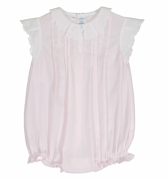 Vintage Fly Sleeve Romper- Pink/White