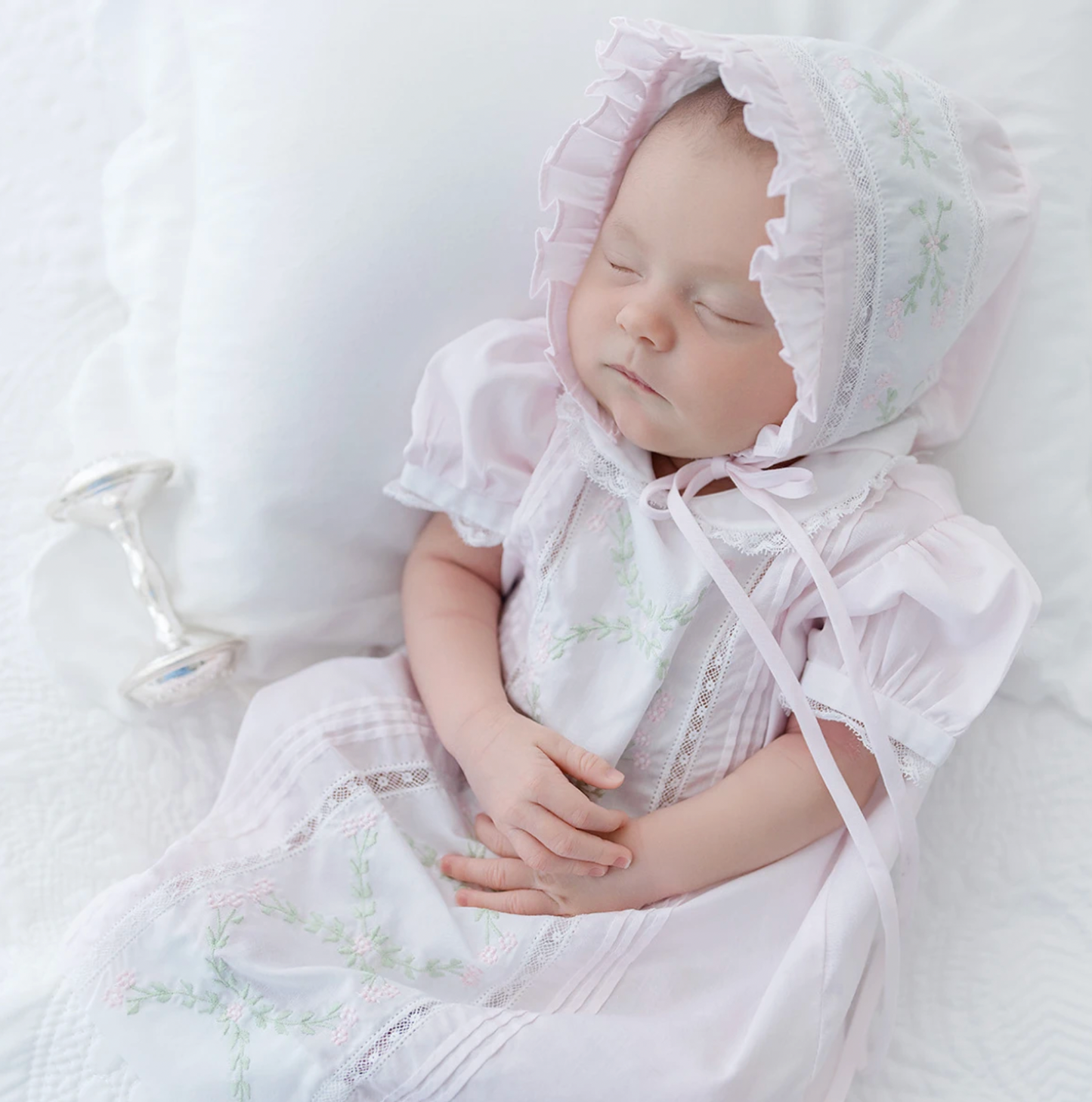 Girls Vintage Bloom Daygown- Pink/White