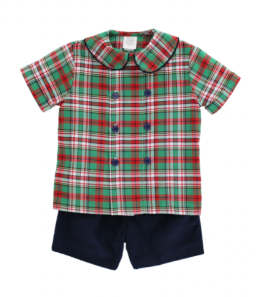 Dressy Short Set- Christmas Plaid
