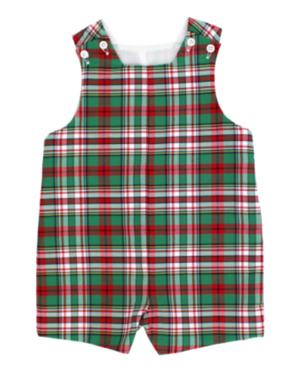 John-John w/ tab- Christmas Plaid