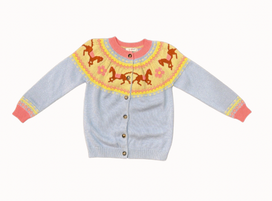 Blue Derby Horse Cardigan