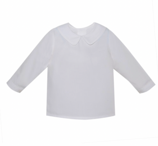Boys LS Piped Shirt- White