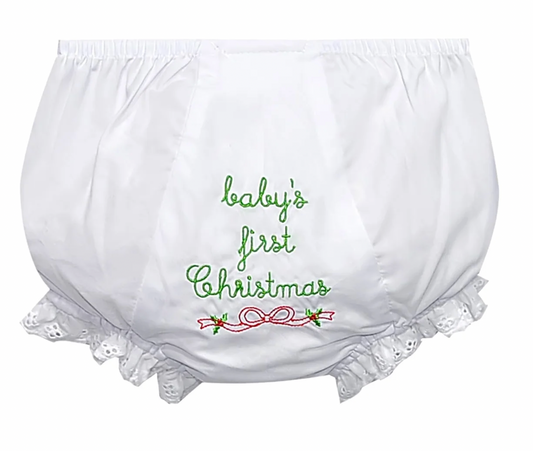White Lily Girl Diaper Cover- Christmas