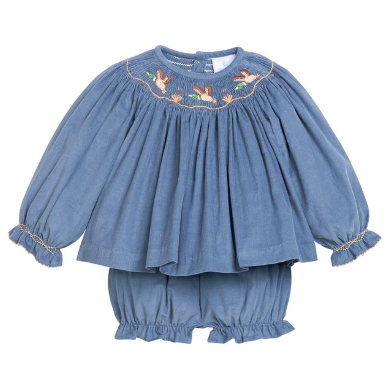 *PRE-ORDER* Smocked Bishop Bloomer Set- Flying Mallard
