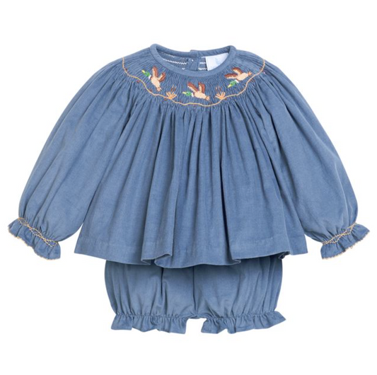*PRE-ORDER* Smocked Bishop Bloomer Set- Flying Mallard