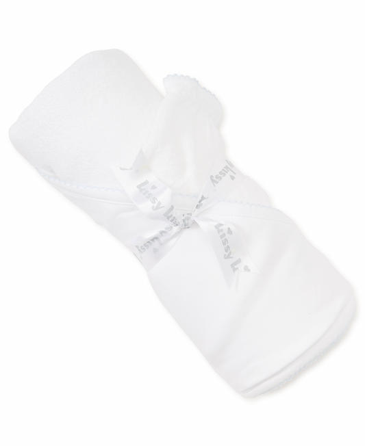 Basic Towel w/ Mitt- White/Lt. Blue