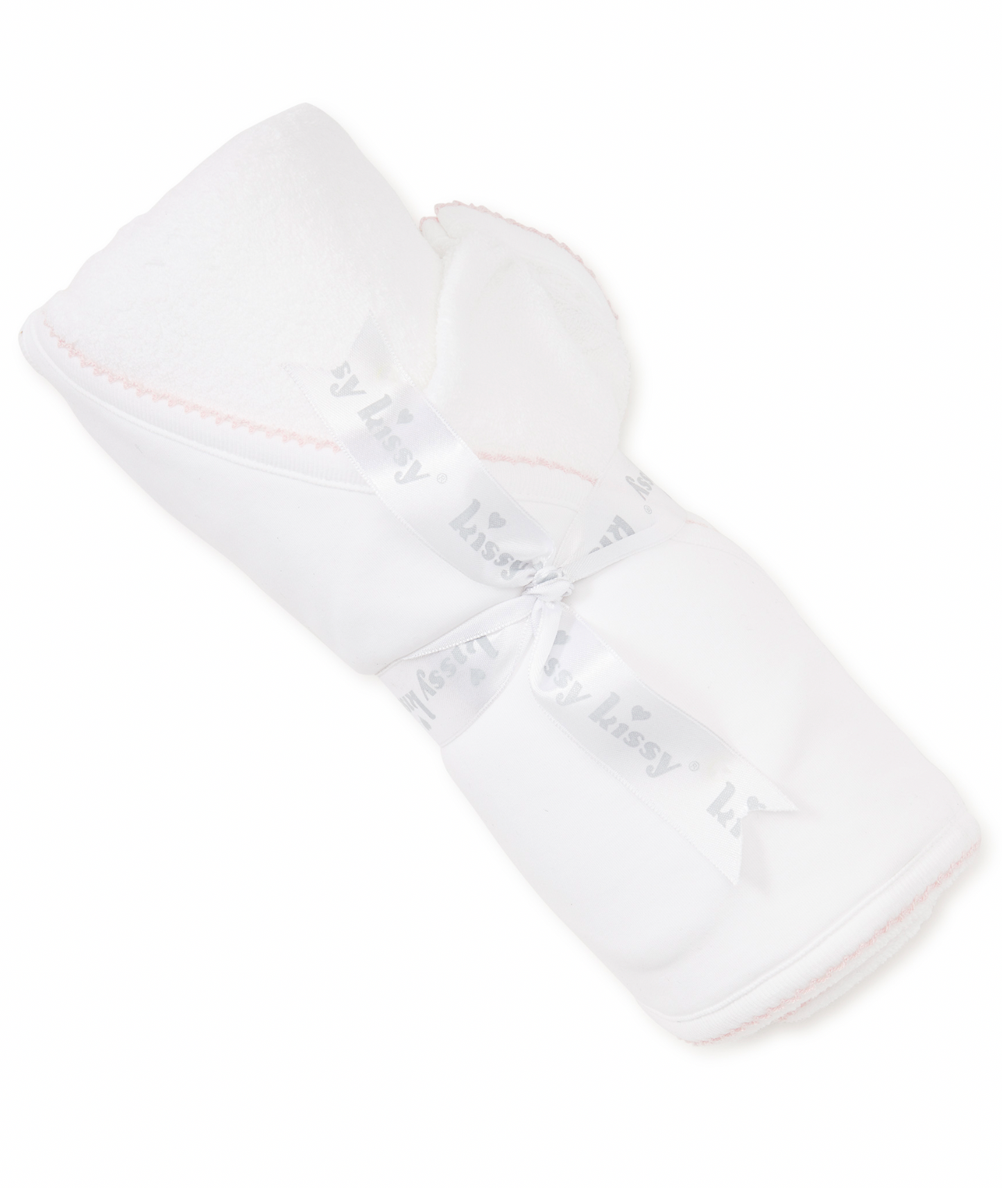 Basic Towel w/ Mitt- White/Pink