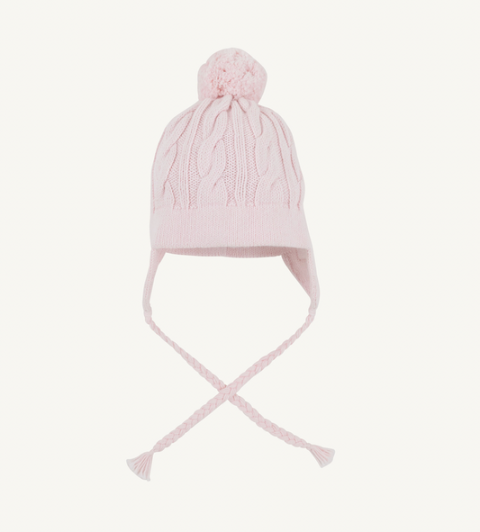 Parrish Pom Pom Cable Knit Hat- Palm Beach Pink