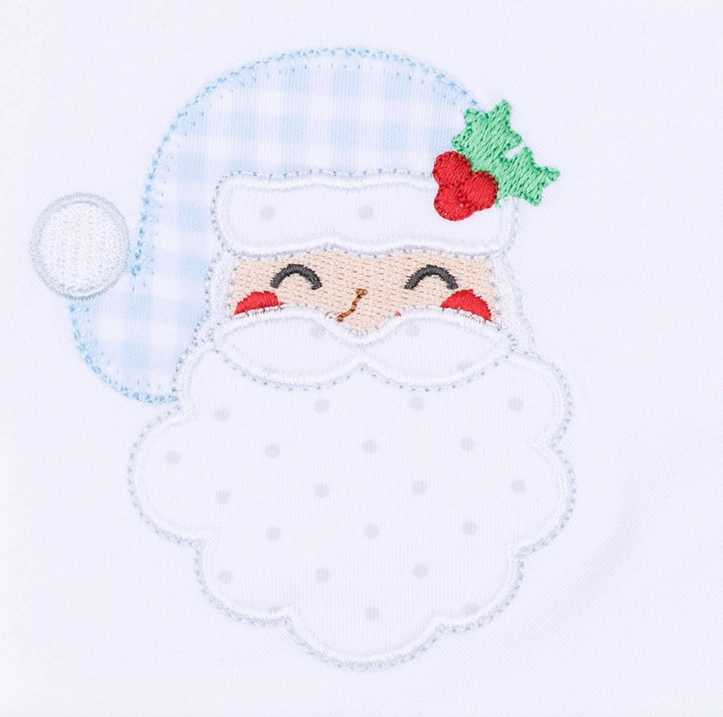 Sweet St. Nick Applique Zip Footie- Light Blue