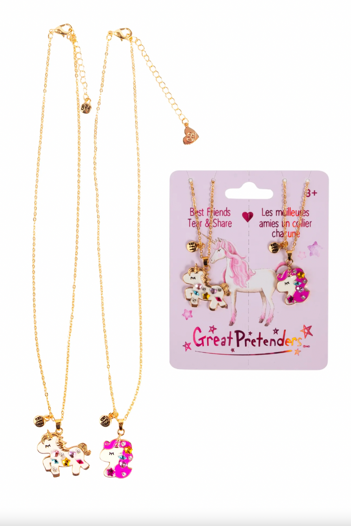 Bejewelled Unicorns Tear and Share Necklace