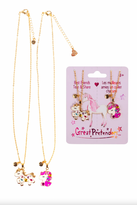 Bejewelled Unicorns Tear and Share Necklace