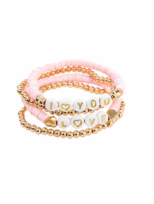 Pink Love Bracelet Set- 4pc