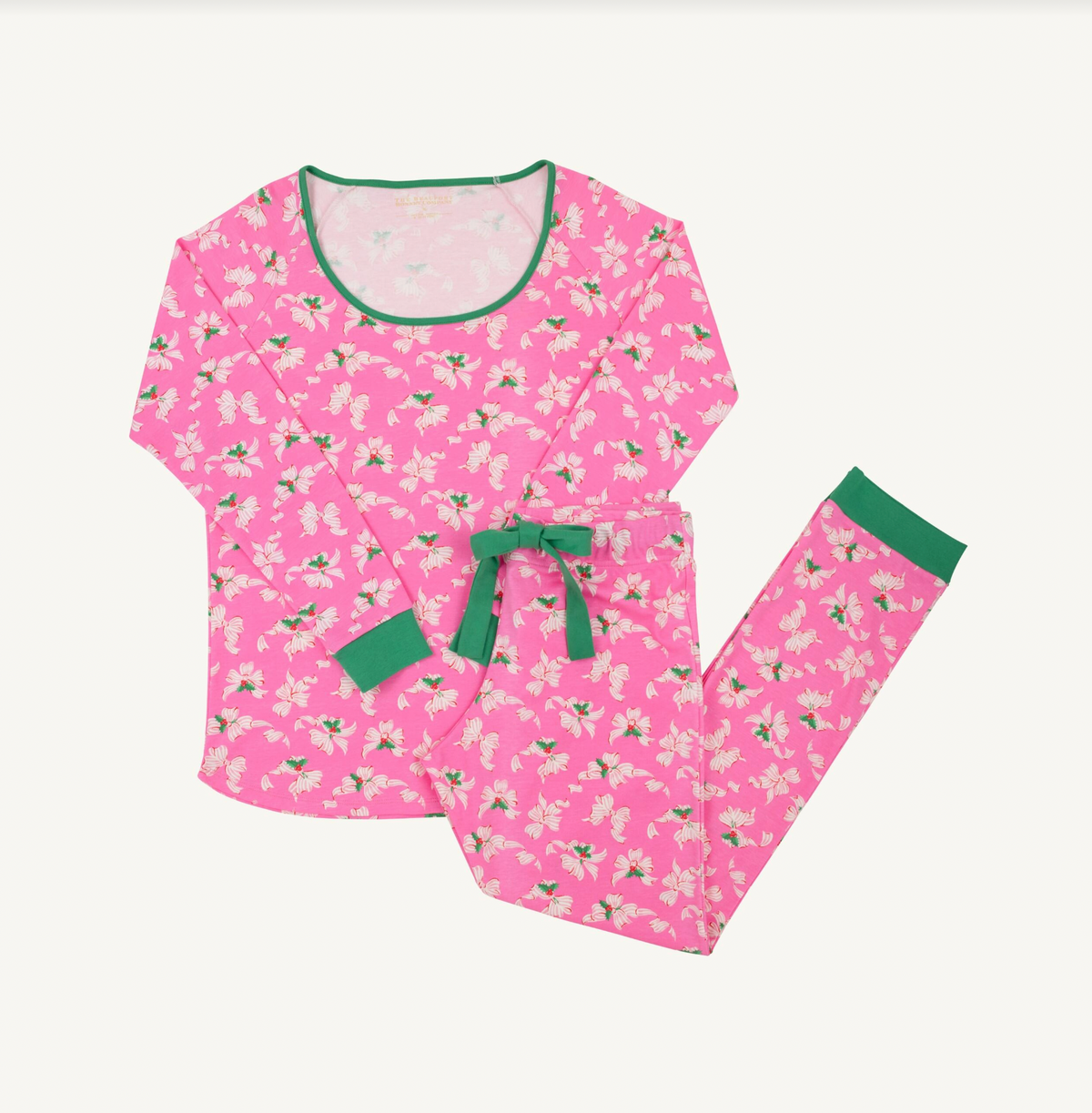 Long Sleeve Stay in Bed Set- Bows of Holly/Kiawah Kelly Green