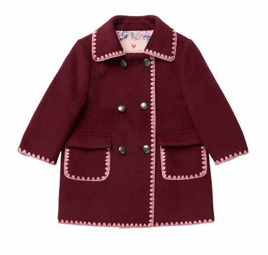 *PRE-ORDER* Girls Beck Peacoat- Burgundy