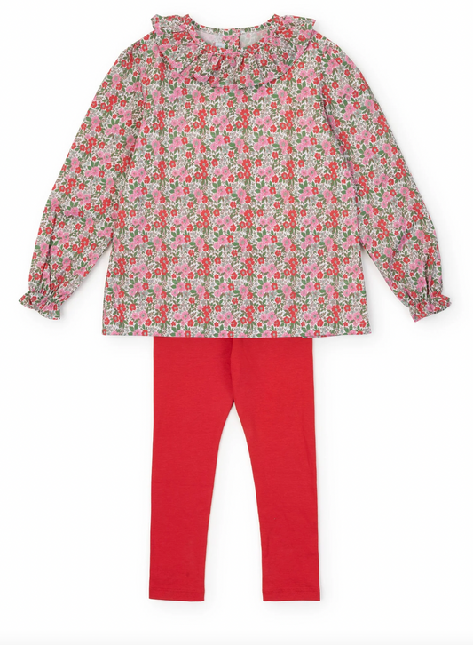 Emma Set Girls' Legging Set - Floral Noel