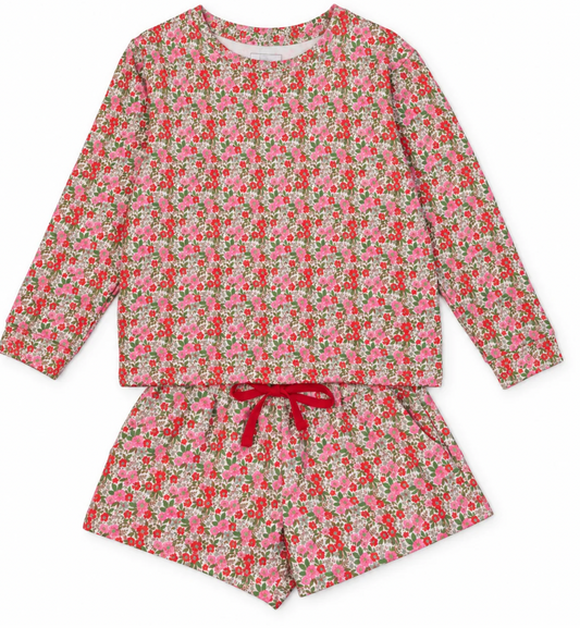Stella Girls' Sweatshirt Short Set - Floral Noel