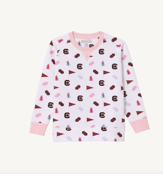 Cassidy Comfy Crewneck-Girls South Carolina Spirit/Palm Beach Pink