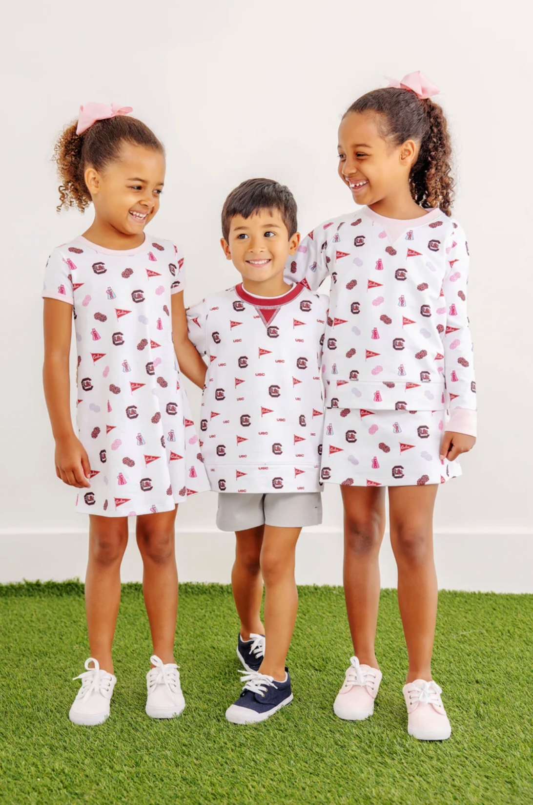 Cassidy Comfy Crewneck-Girls South Carolina Spirit/Palm Beach Pink