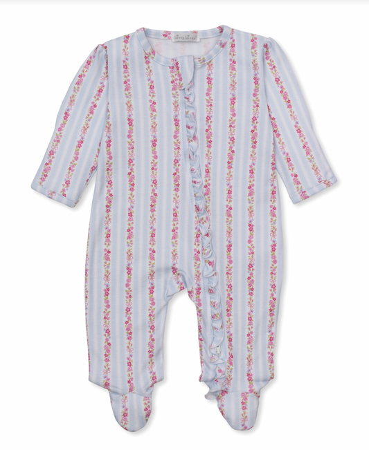 Light Blue w/ Flowers Zip Footie