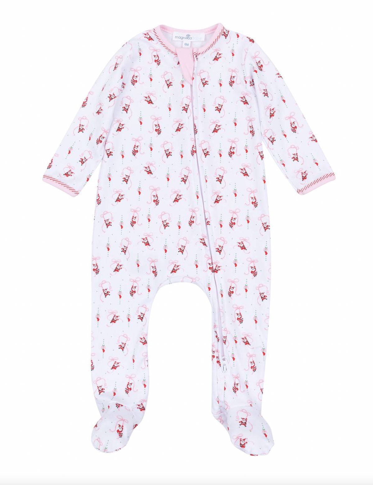 Jolly Ribbons Pink Print Ruffle Zip Footie