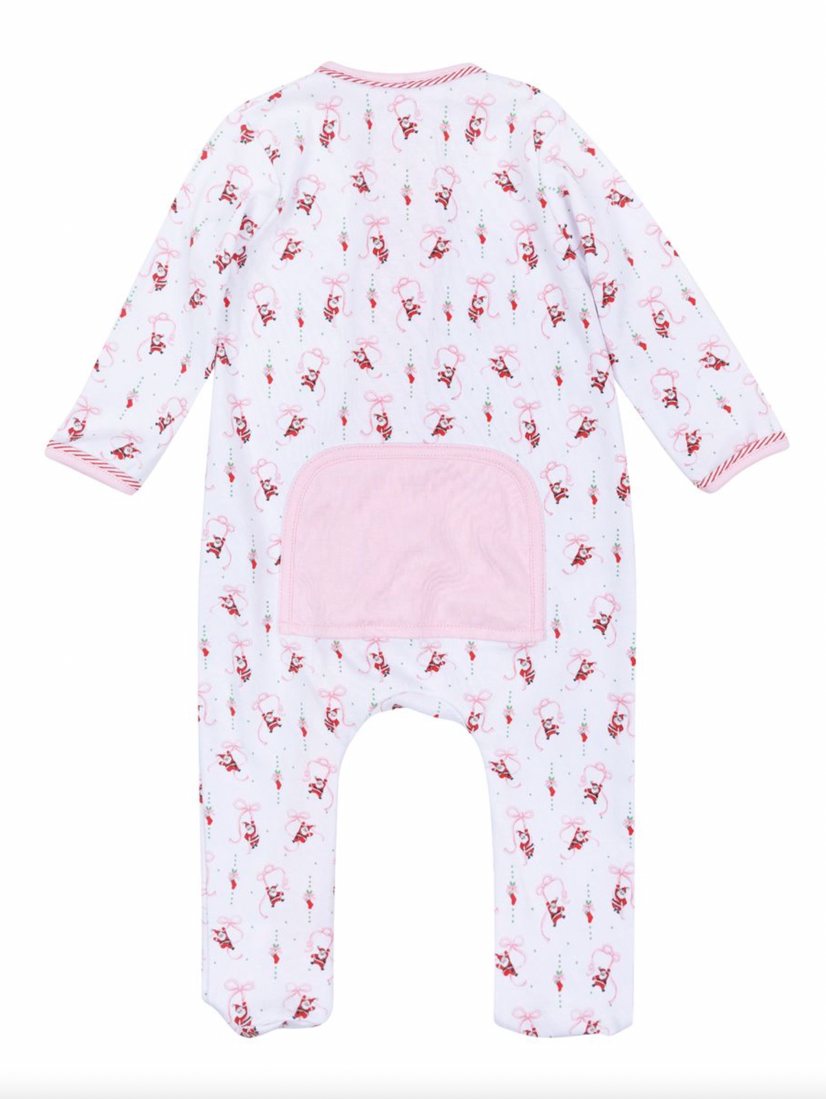 Jolly Ribbons Pink Print Ruffle Zip Footie