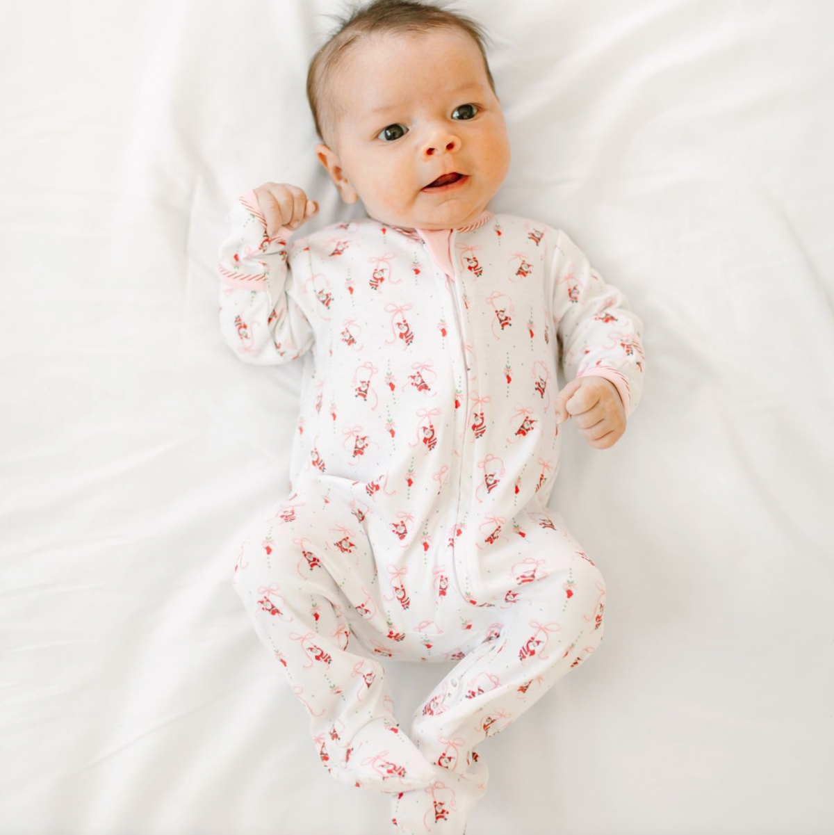 Jolly Ribbons Pink Print Ruffle Zip Footie