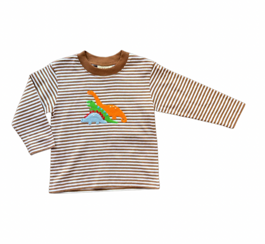 Dinosaur Trio LS Striped Tee