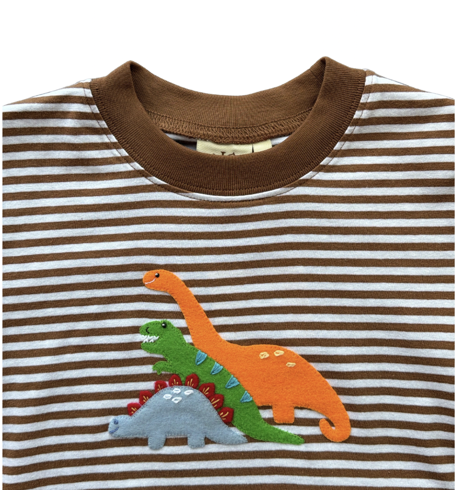 Dinosaur Trio LS Striped Tee