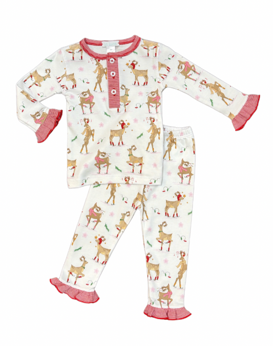 Pima LS Reindeer Girl Pajama Set