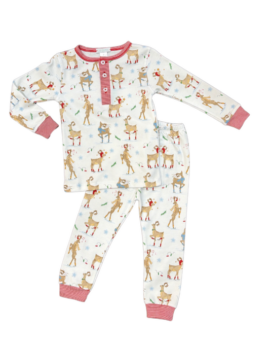 Pima LS Reindeer Boy Pajama Set