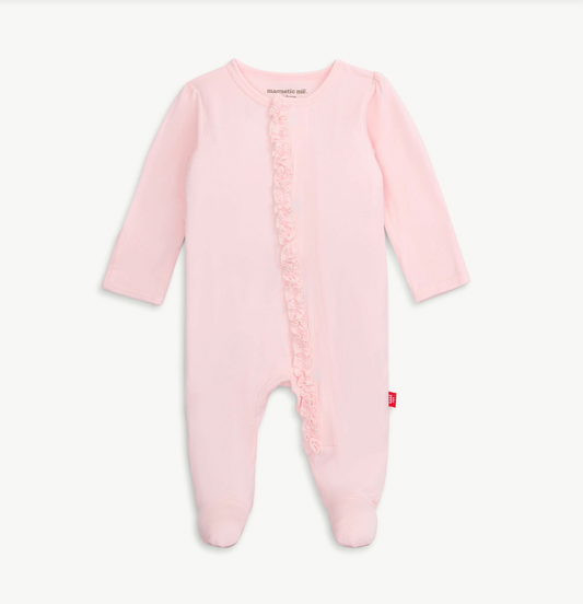 Magnetic Ruffle Footie- Pink Dogwood Modal