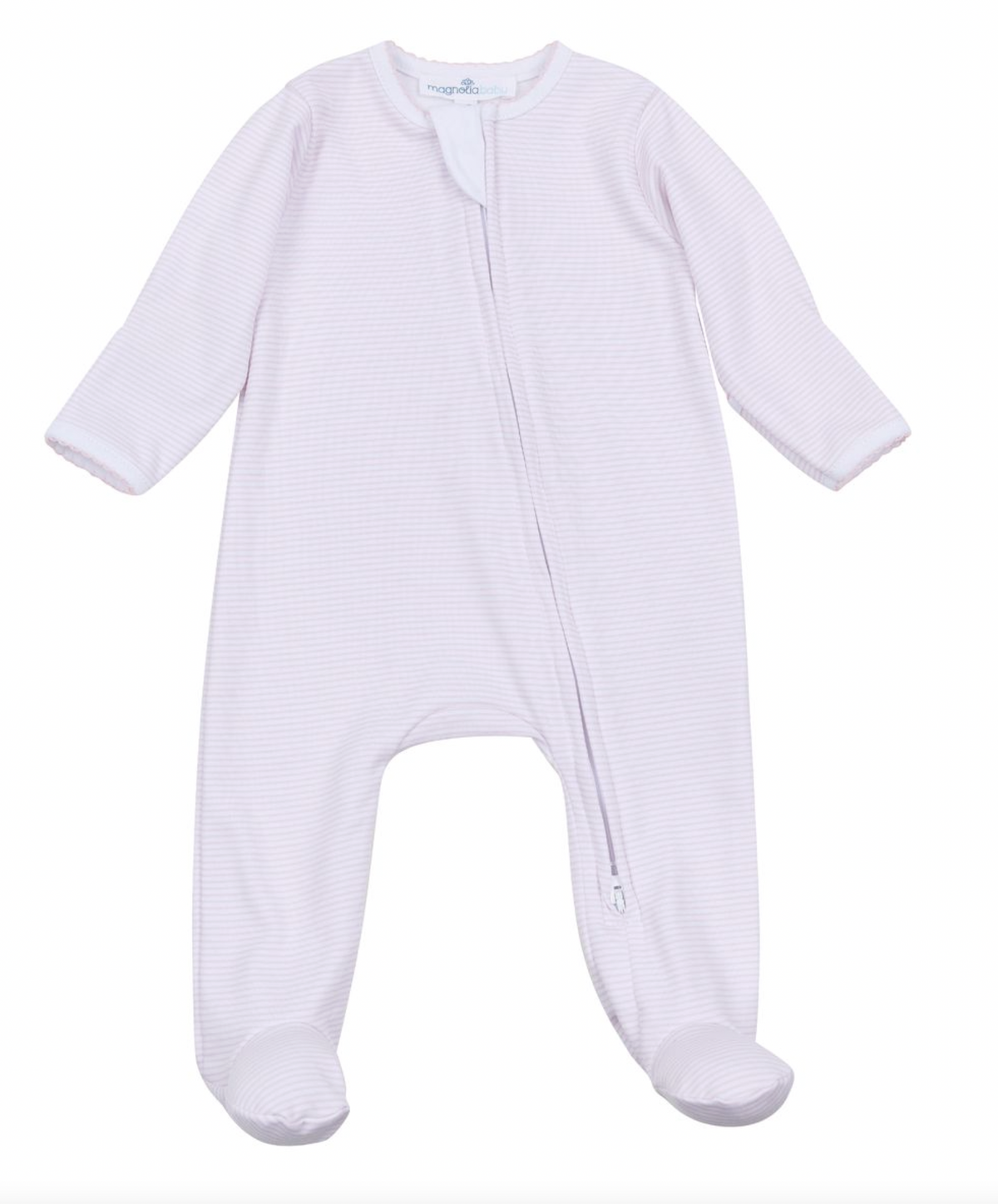 Mini Stripes Zip Footie- Pink
