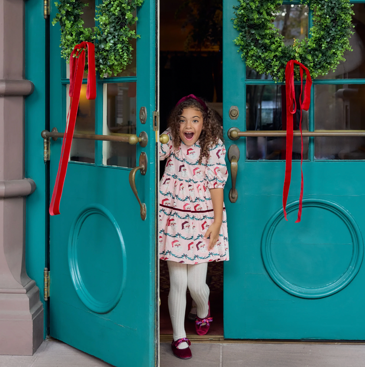 *PRE-ORDER* Girls Maribelle Dress- Santa Garland