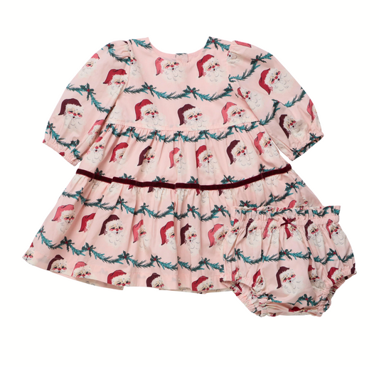 *PRE-ORDER* Baby Girls Maribelle Dress Set- Santa Garland