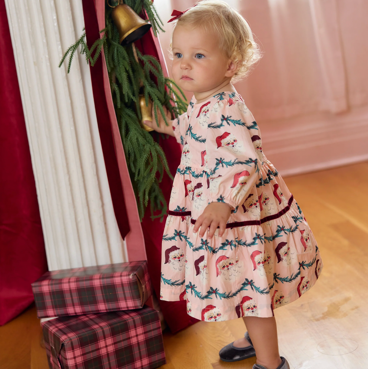 *PRE-ORDER* Baby Girls Maribelle Dress Set- Santa Garland