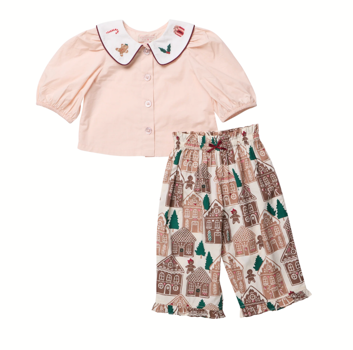 *PRE-ORDER* Baby Girls Noelle 2pc Set Gingerbread Houses