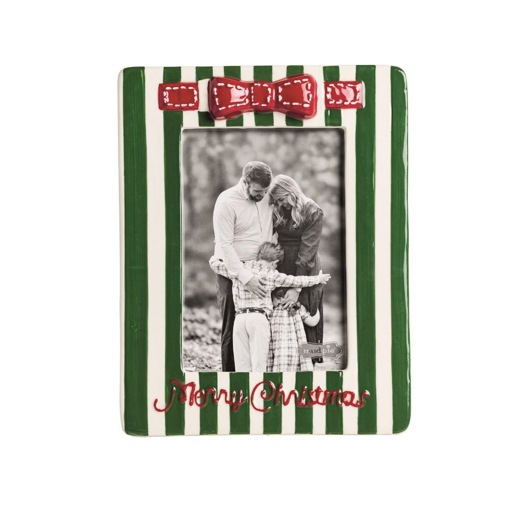 Green Stripe Ceramic Bow Frame