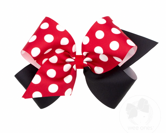 Maxi Dot Print Grosgrain Hair Bow