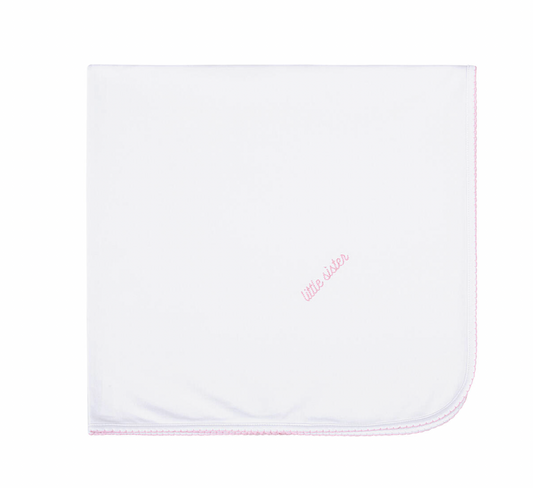 Little Sister Embroidered Receiving Blanket