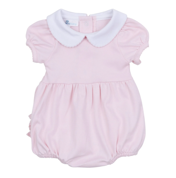 Essential Solid Collared Ruffle Bubble- Pink