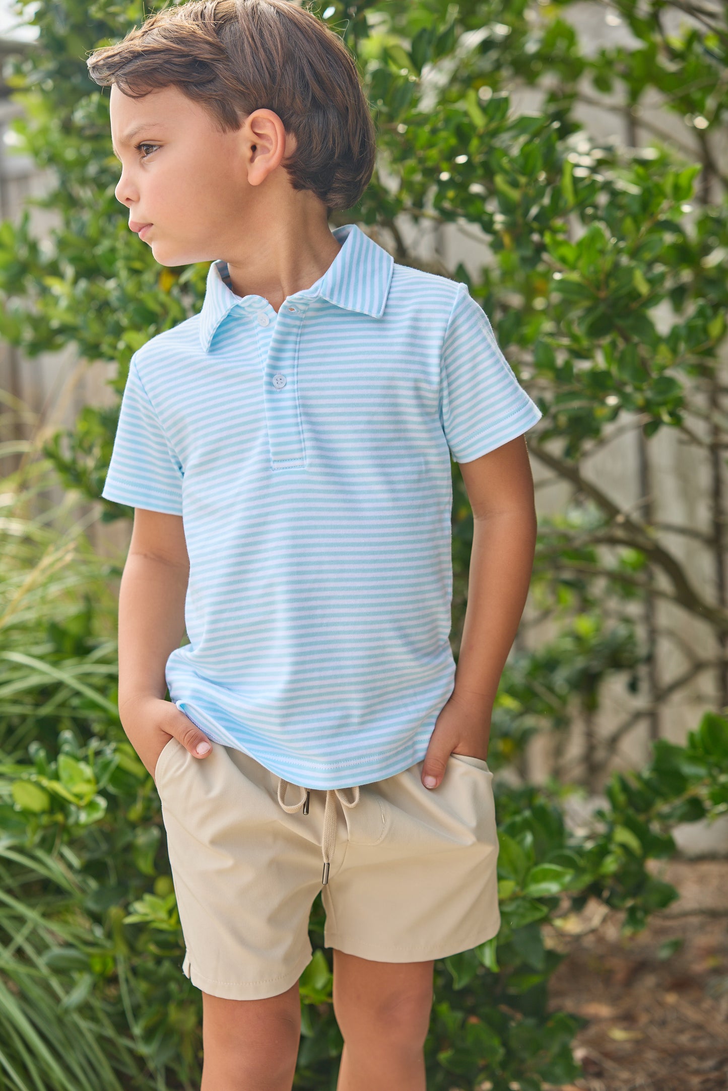 Short Sleeve Polo - Sky Stripe