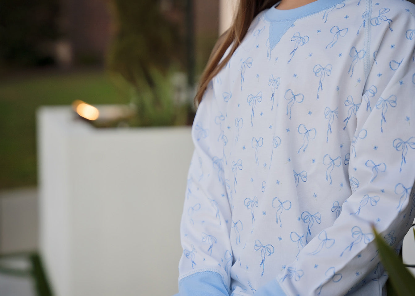 *PRE-ORDER* Sidney Sweatshirt - Blue Bows Knit