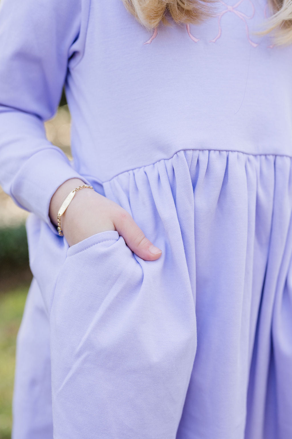 *PRE-ORDER* Sidney Sweatshirt Dress - Lavender w/ Pink Bows